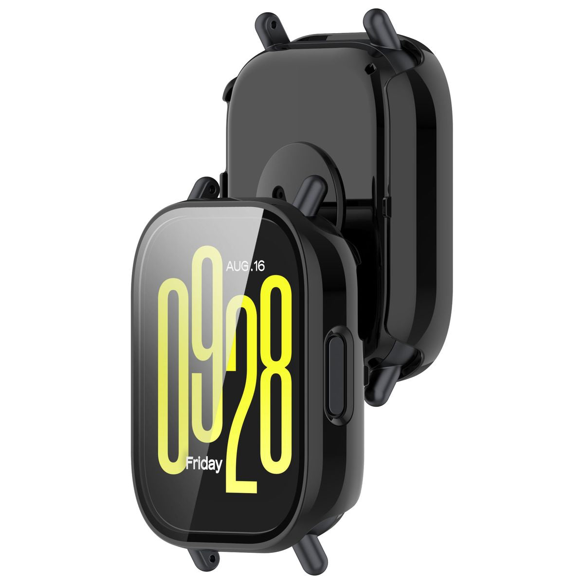 Schutzhülle mit Glas für Xiaomi Redmi Watch 5 Active, Bizon Case+Glass Watch, Schwarz