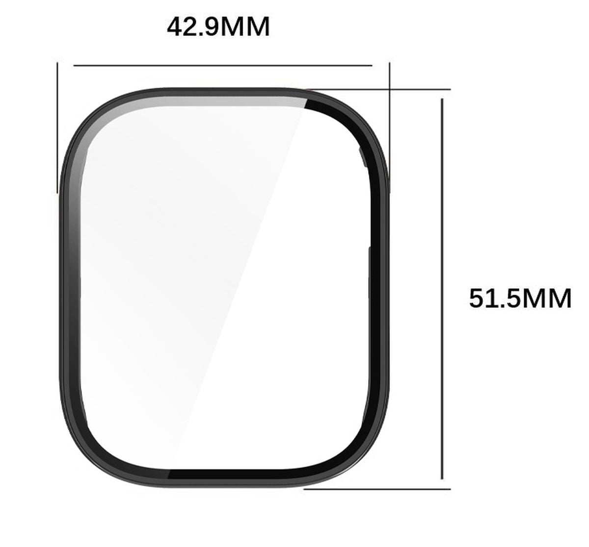 Schutzhülle mit Glas für Xiaomi Redmi Watch 5 Active, Bizon Case+Glass Watch, Schwarz
