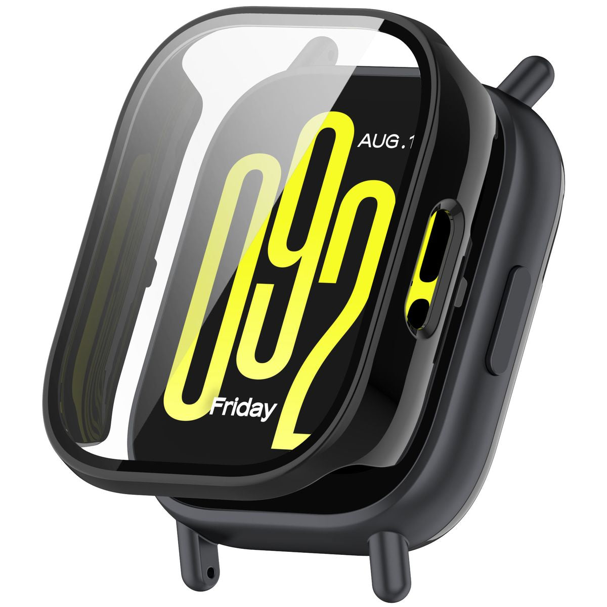 Schutzhülle mit Glas für Xiaomi Redmi Watch 5 Active, Bizon Case+Glass Watch, Schwarz