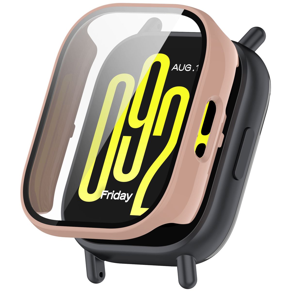 Schutzhülle mit Glas für Xiaomi Redmi Watch 5 Active, Bizon Case+Glass Watch, Rosa