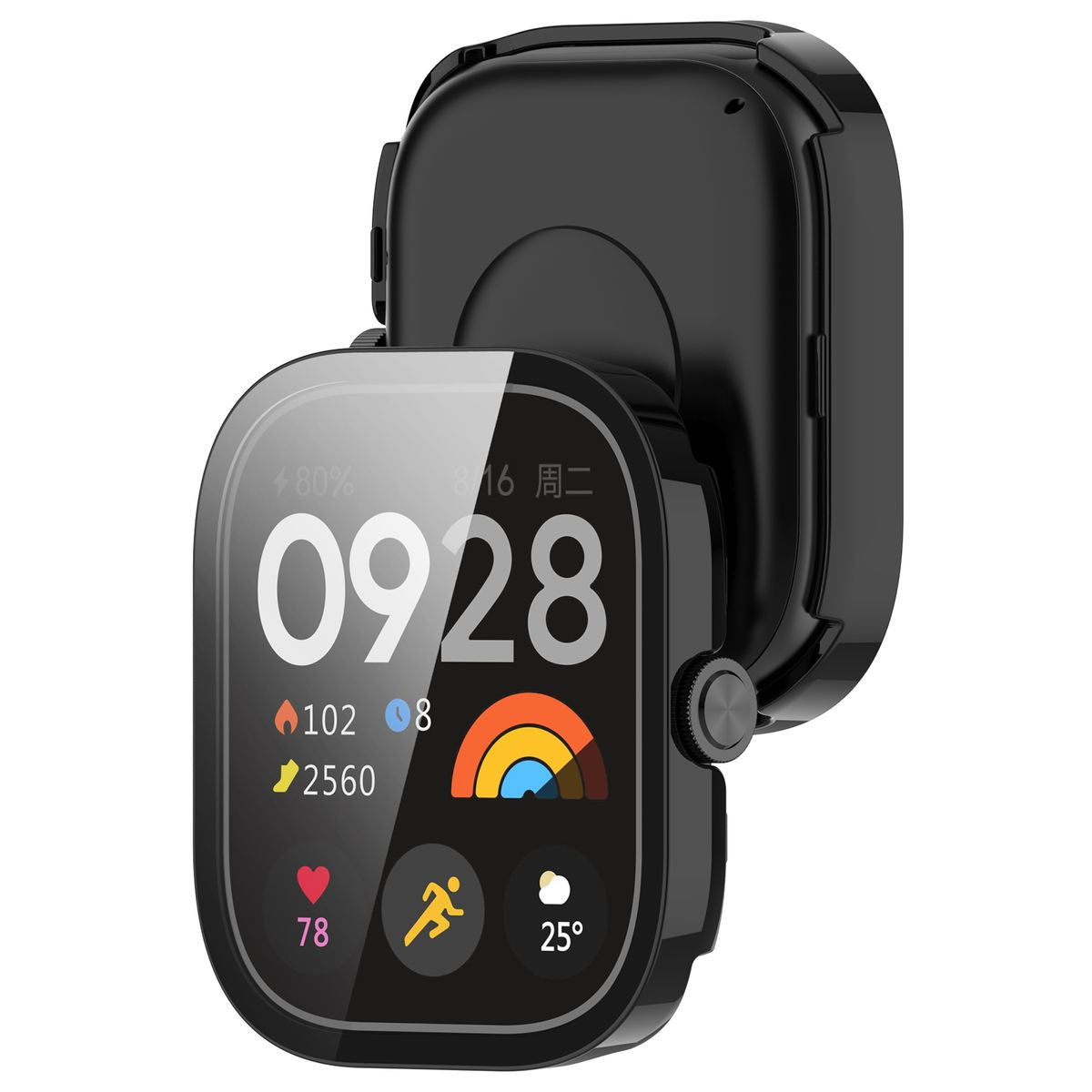 Schutzhülle mit Glas für Xiaomi Redmi Watch 5, Bizon Case+Glass Watch, Schwarz