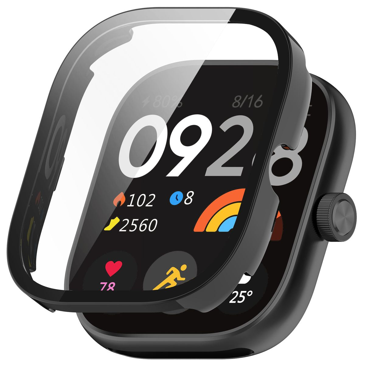 Schutzhülle mit Glas für Xiaomi Redmi Watch 5, Bizon Case+Glass Watch, Schwarz