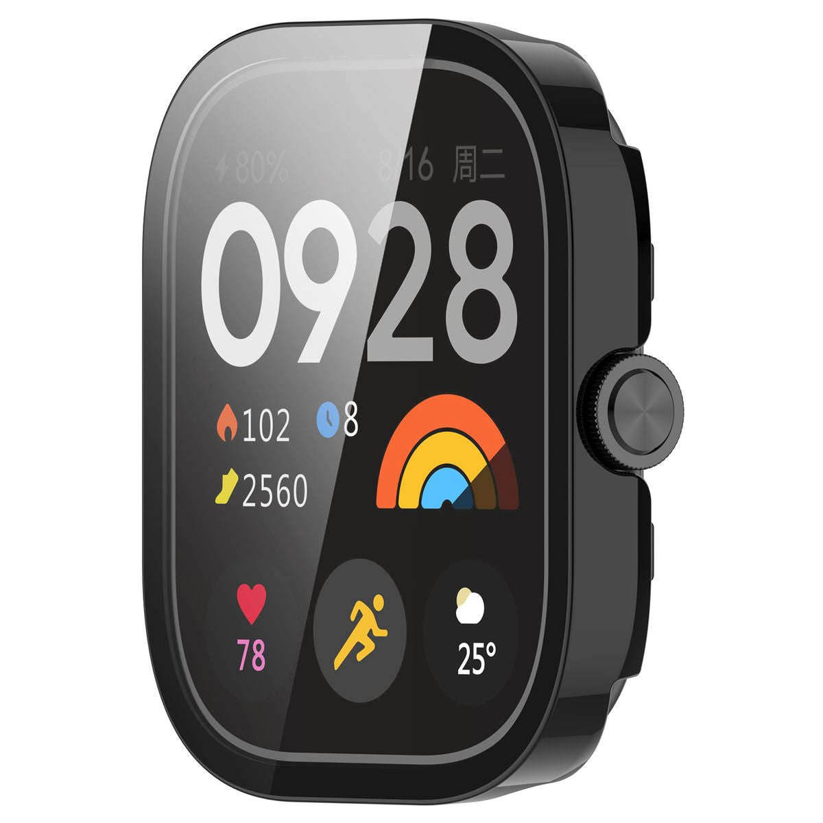 Schutzhülle mit Glas für Xiaomi Redmi Watch 5, Bizon Case+Glass Watch, Schwarz
