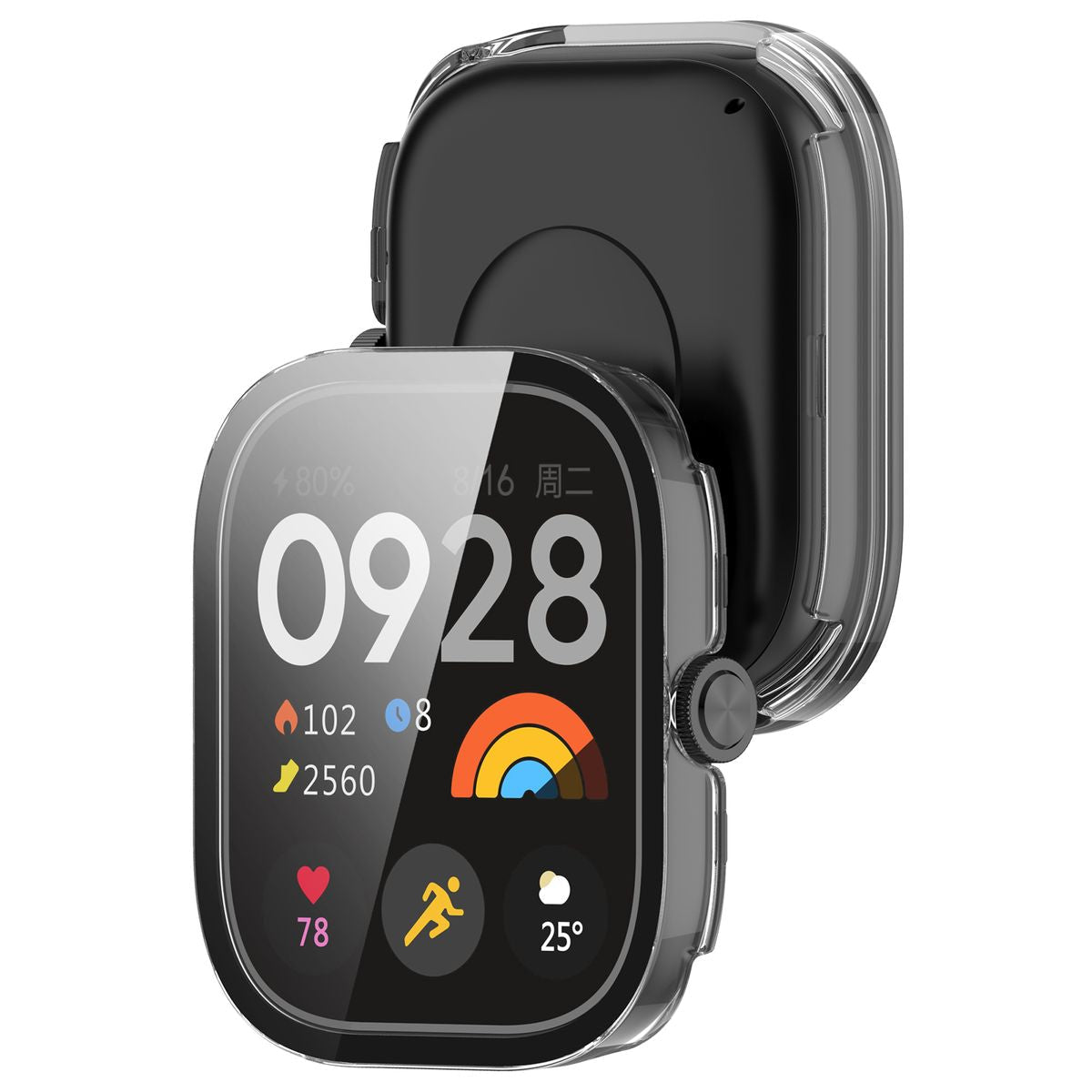 Schutzhülle mit Glas für Xiaomi Redmi Watch 5, Bizon Case+Glass Watch, Transparent