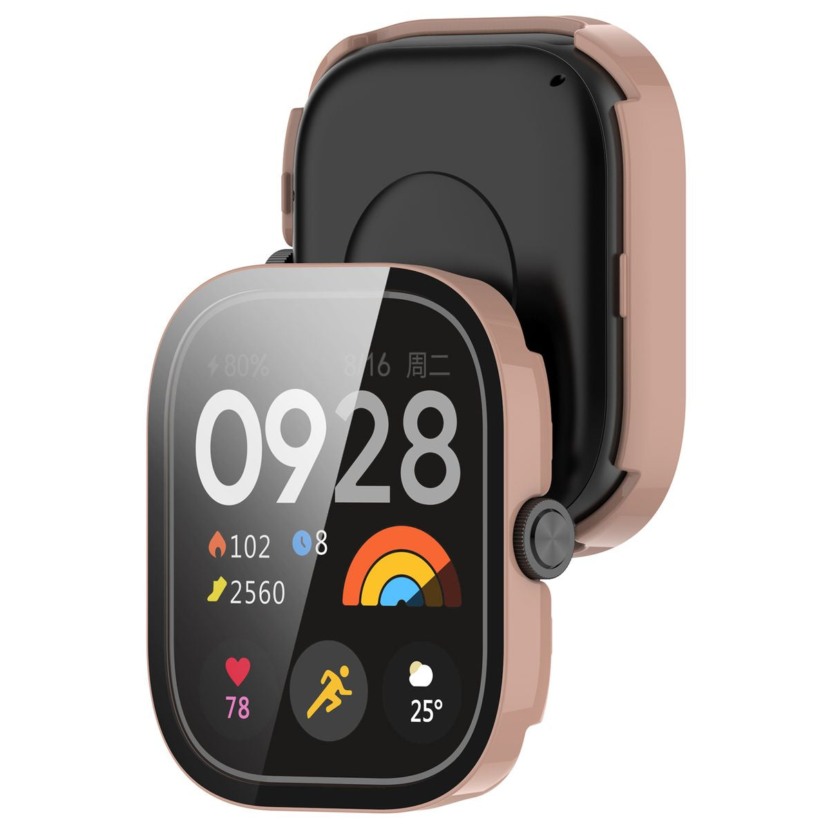 Schutzhülle mit Glas für Xiaomi Redmi Watch 5, Bizon Case+Glass Watch, Rosa
