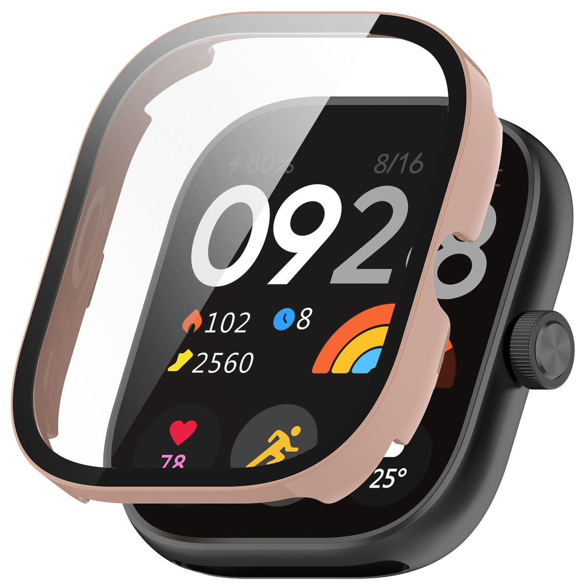 Schutzhülle mit Glas für Xiaomi Redmi Watch 5, Bizon Case+Glass Watch, Rosa