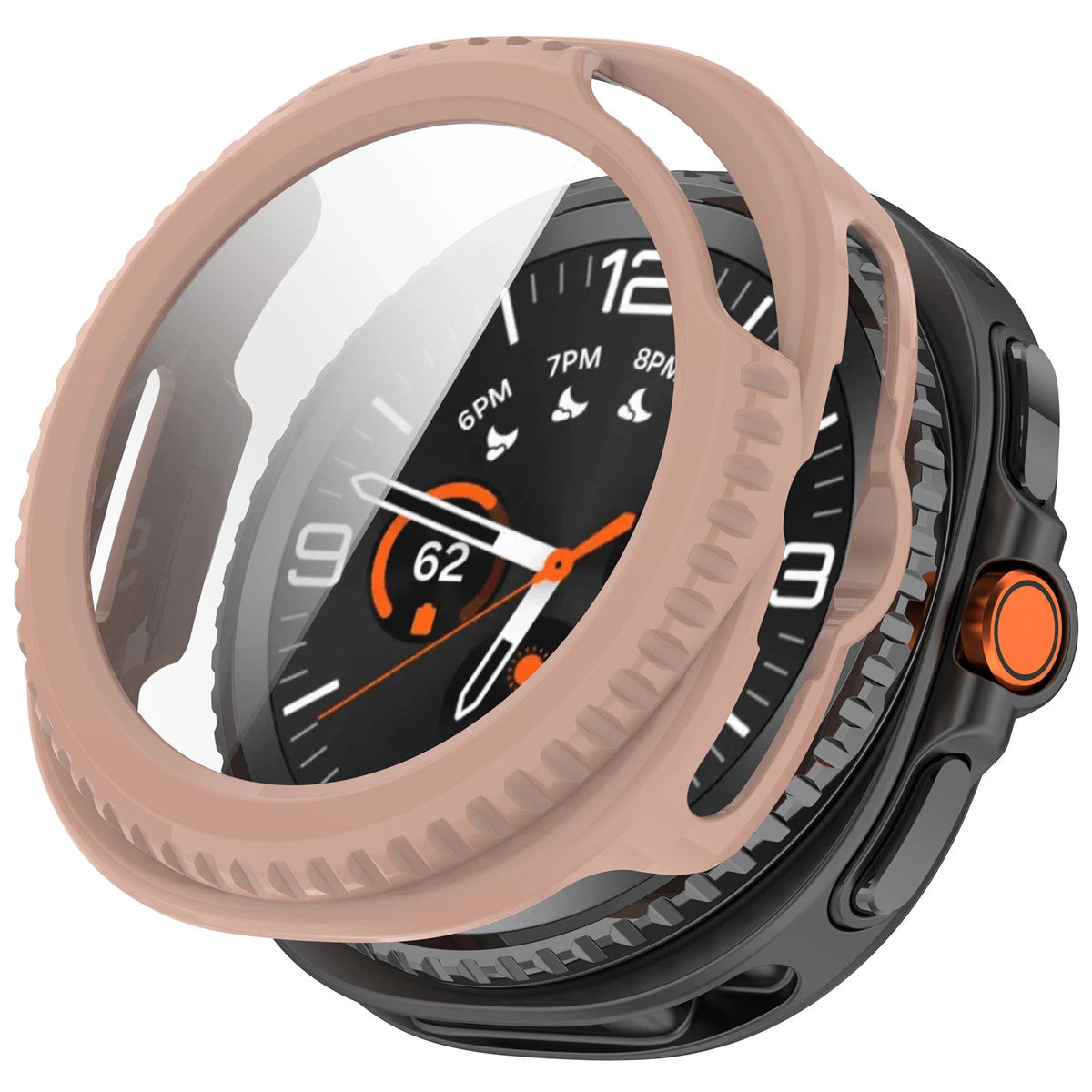 Schutzhülle mit Glas für Samsung Galaxy Watch 8 Classic 46 mm, Bizon Case+Glass Watch, Rosa