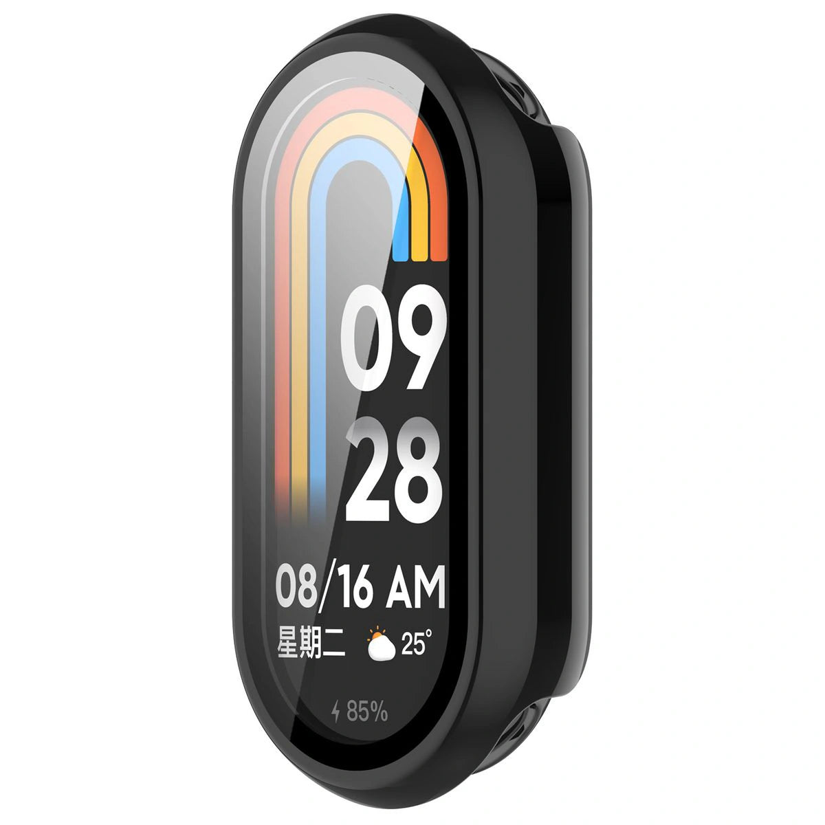Schutzhülle mit Glas für Xiaomi Smart Band 10, Bizon Case Watch Adamo, Schwarz