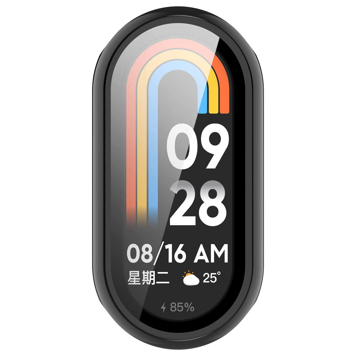 Schutzhülle mit Glas für Xiaomi Smart Band 10, Bizon Case Watch Adamo, Schwarz