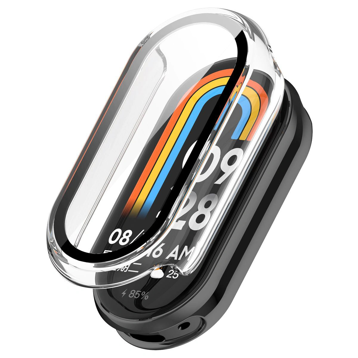 Schutzhülle mit Glas für Xiaomi Smart Band 10, Bizon Case Watch Adamo, Transparent