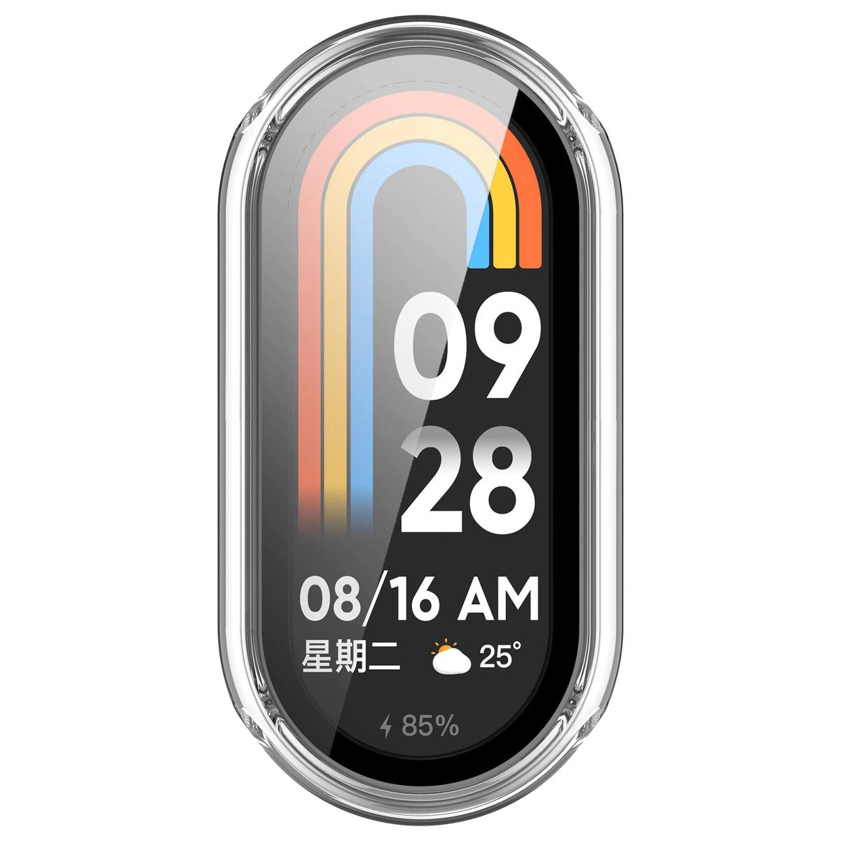 Schutzhülle mit Glas für Xiaomi Smart Band 10, Bizon Case Watch Adamo, Transparent