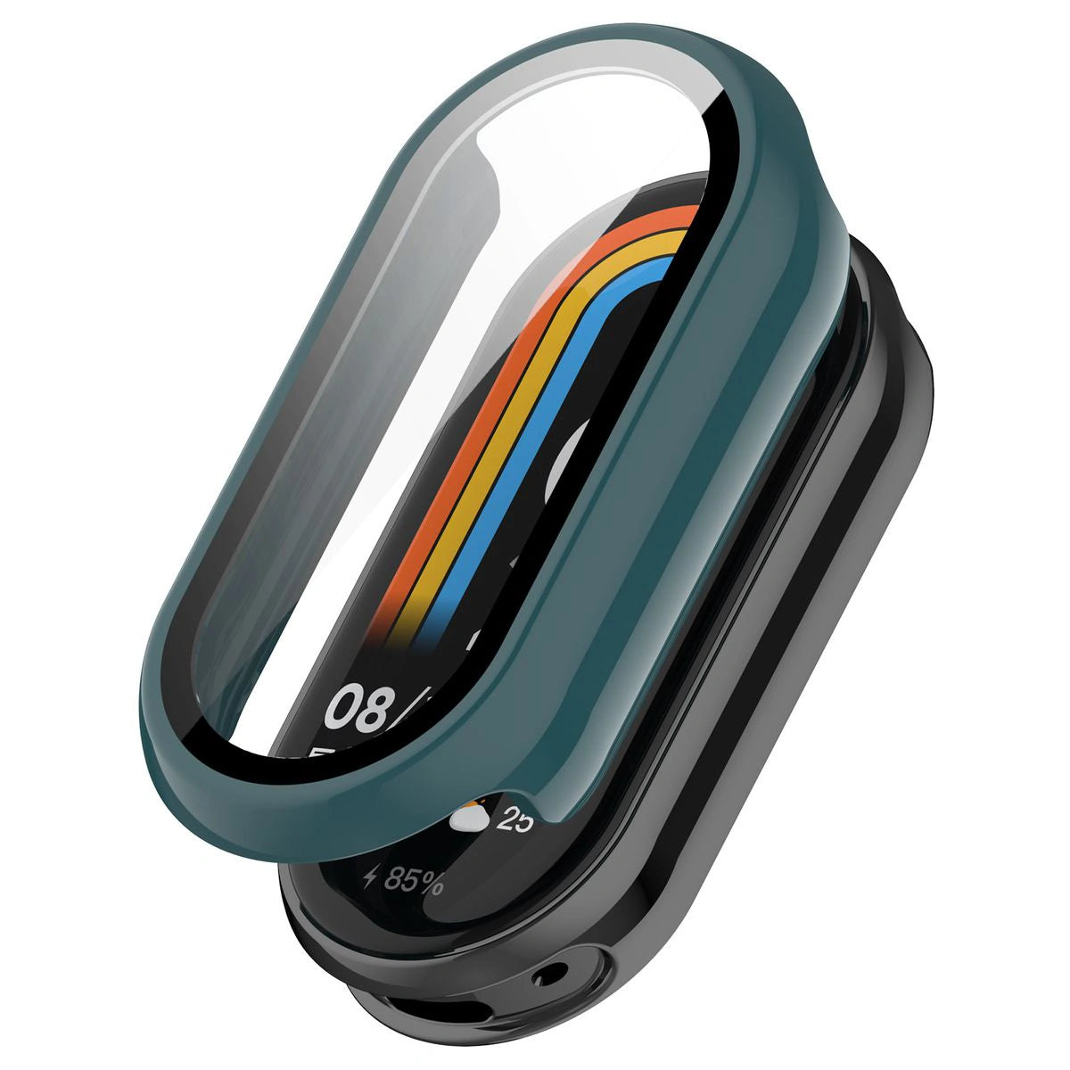 Schutzhülle mit Glas für Xiaomi Smart Band 10, Bizon Case Watch Adamo, Dunkelgrün