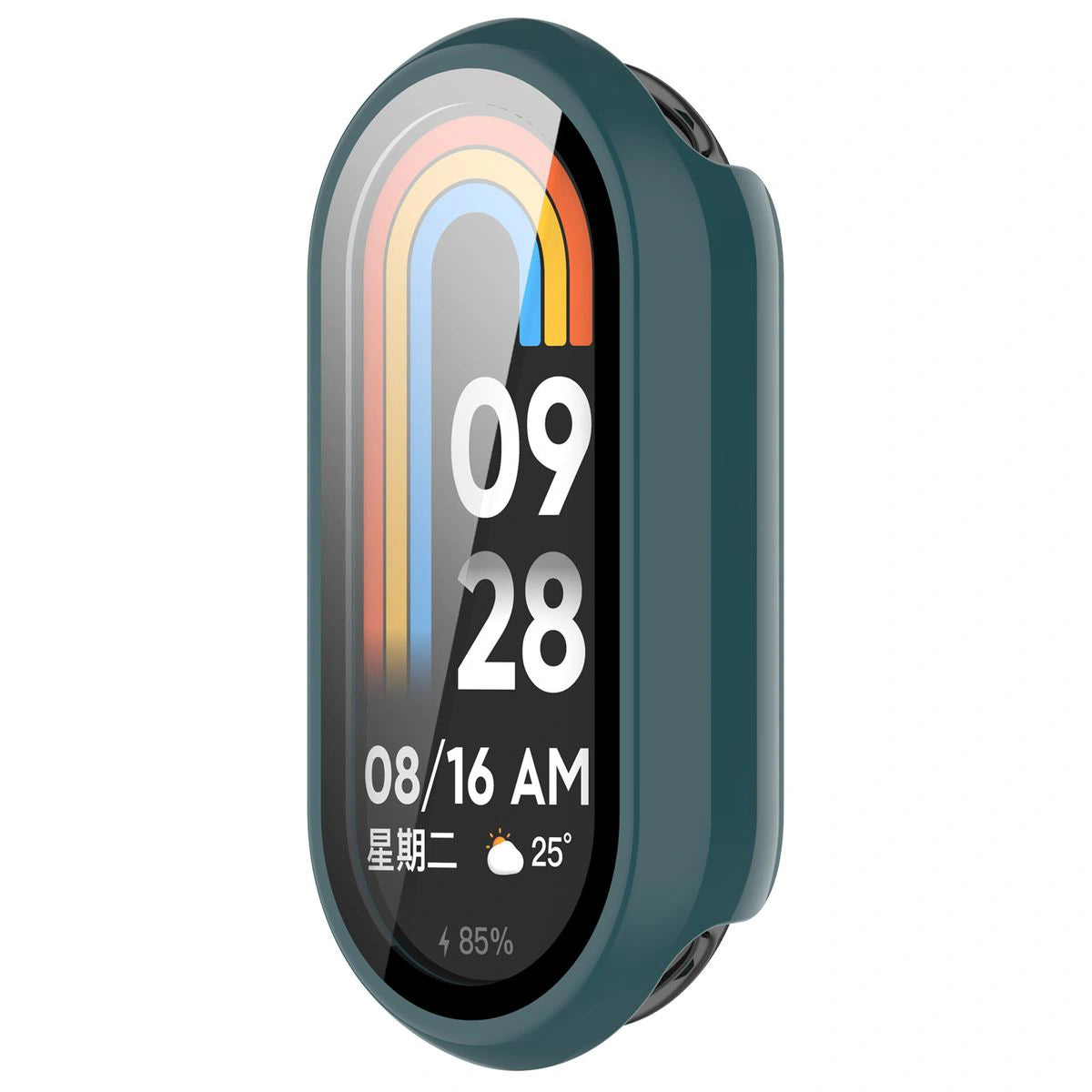 Schutzhülle mit Glas für Xiaomi Smart Band 10, Bizon Case Watch Adamo, Dunkelgrün