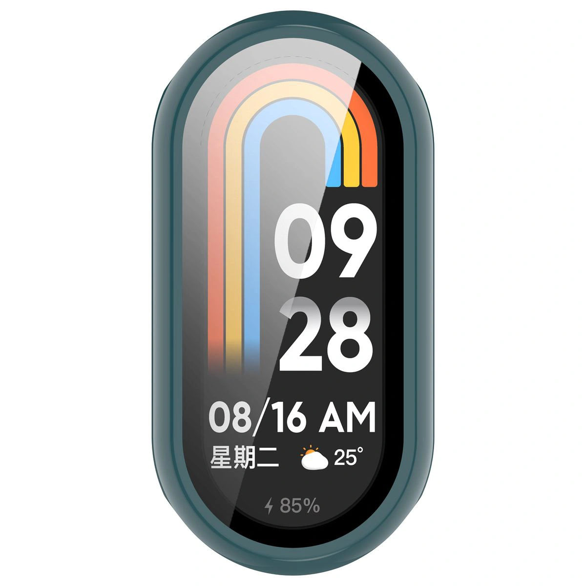 Schutzhülle mit Glas für Xiaomi Smart Band 10, Bizon Case Watch Adamo, Dunkelgrün