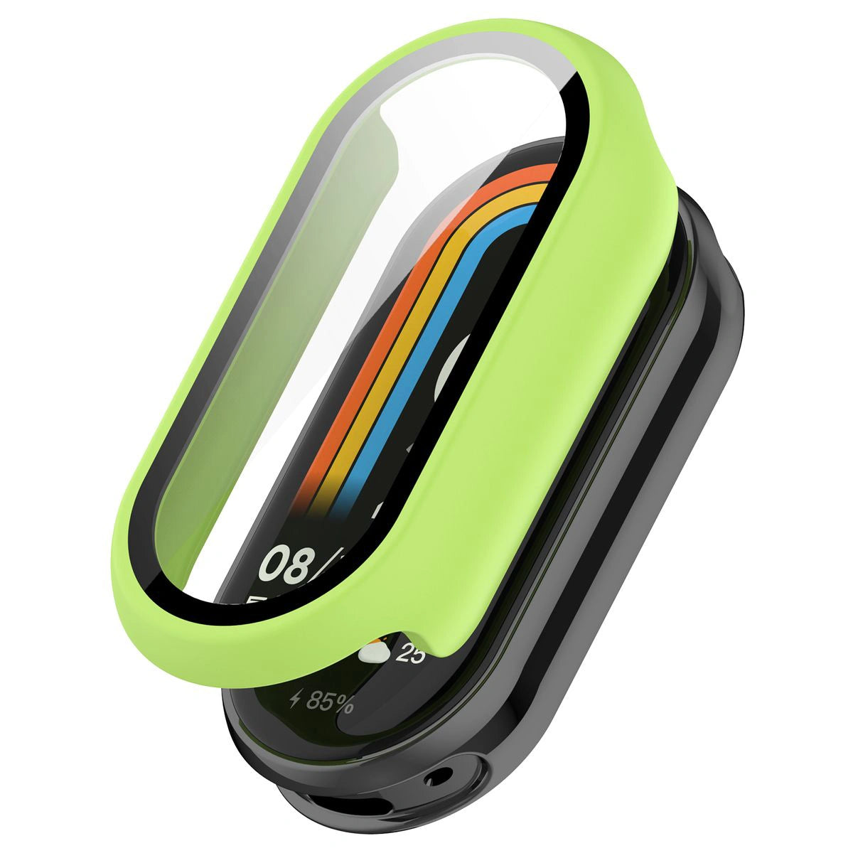 Schutzhülle mit Glas für Xiaomi Smart Band 10, Bizon Case Watch Adamo, Hellgrün