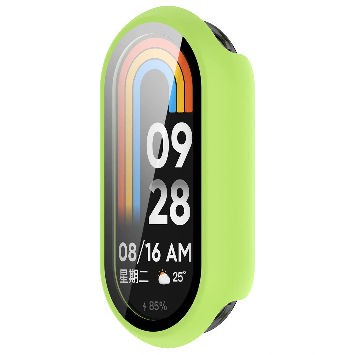 Schutzhülle mit Glas für Xiaomi Smart Band 10, Bizon Case Watch Adamo, Hellgrün