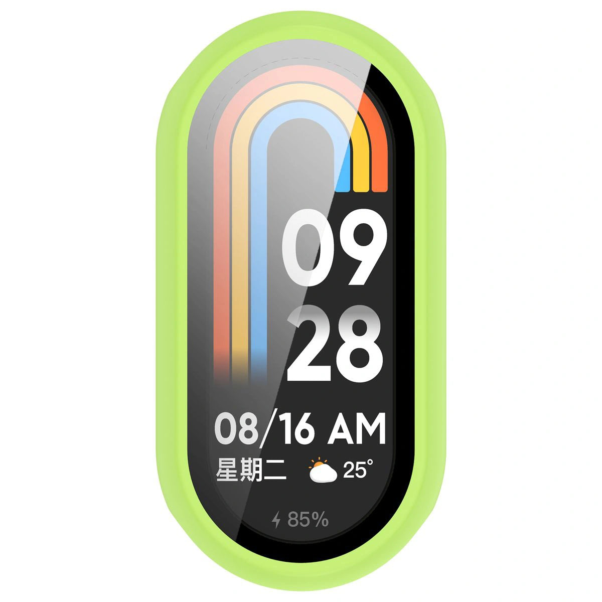 Schutzhülle mit Glas für Xiaomi Smart Band 10, Bizon Case Watch Adamo, Hellgrün