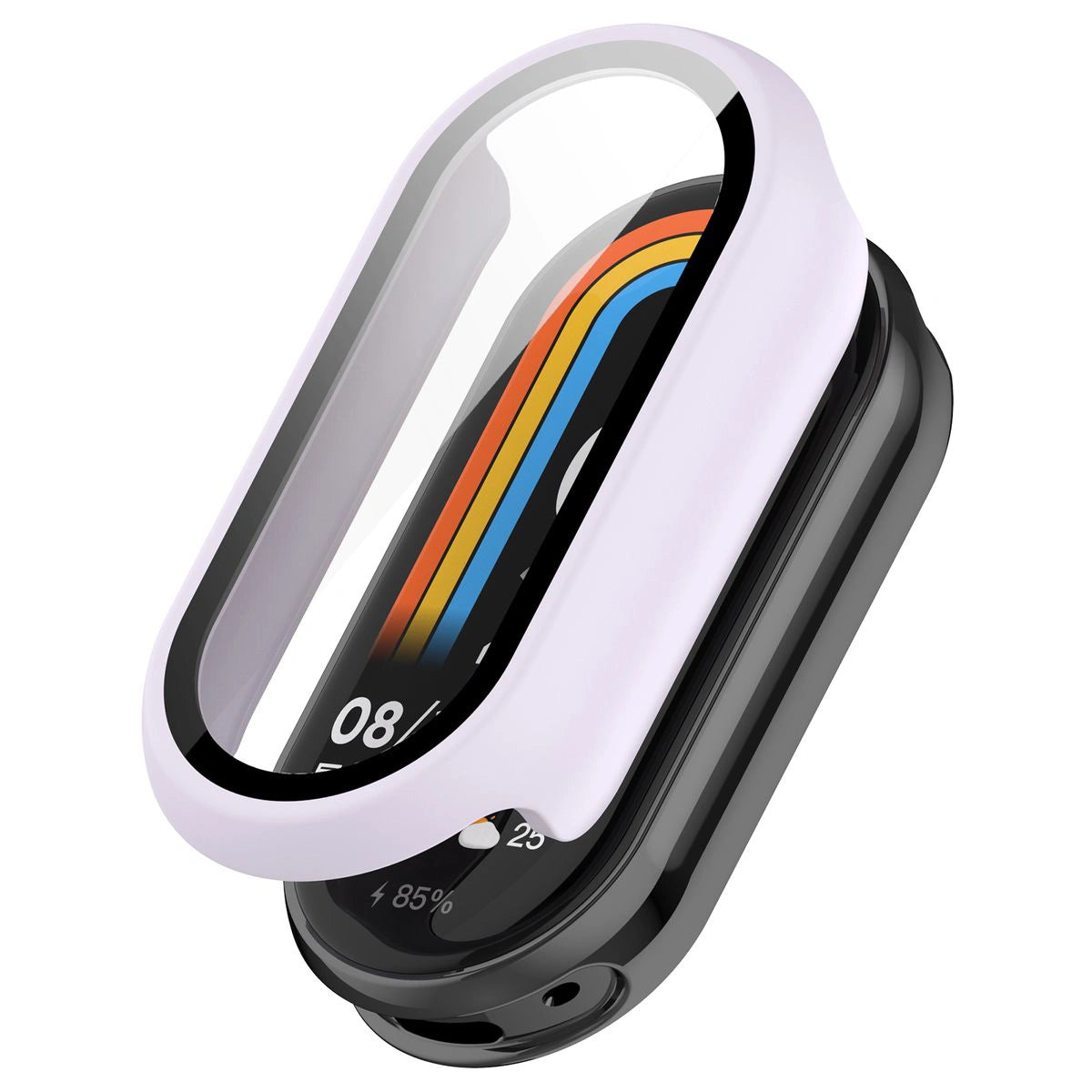 Schutzhülle mit Glas für Xiaomi Smart Band 10, Bizon Case Watch Adamo, Hellviolett