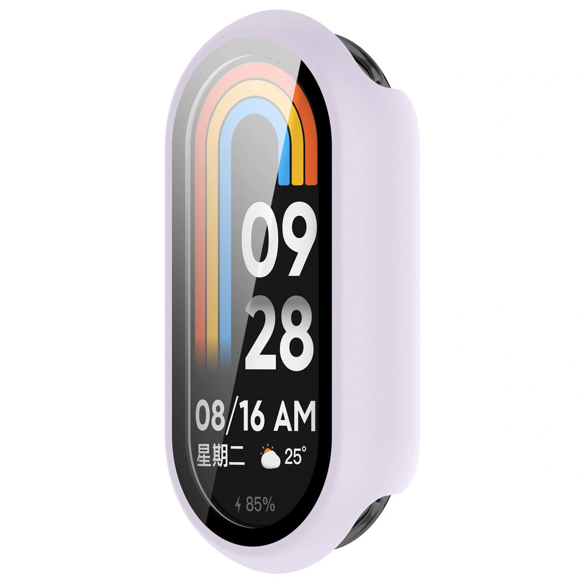 Schutzhülle mit Glas für Xiaomi Smart Band 10, Bizon Case Watch Adamo, Hellviolett