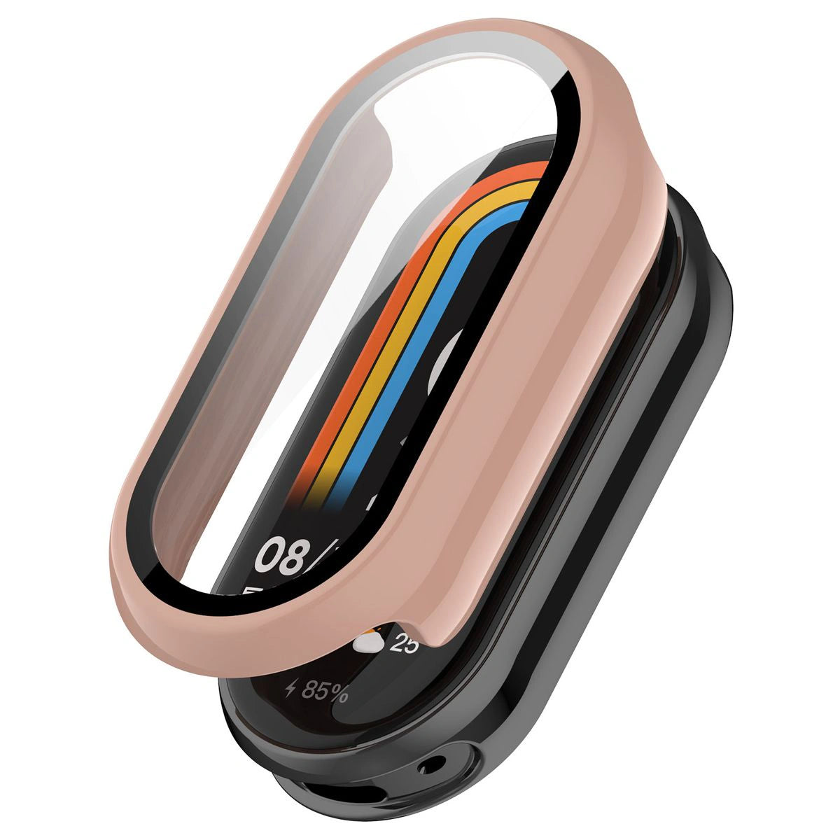 Schutzhülle mit Glas für Xiaomi Smart Band 10, Bizon Case Watch Adamo, Rosa