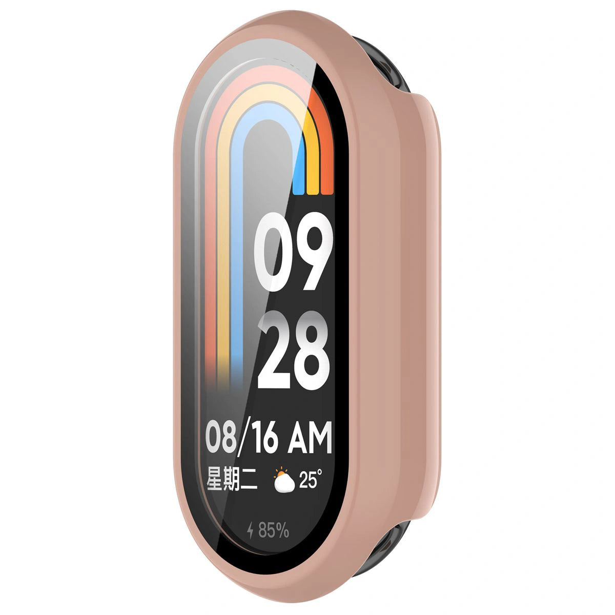 Schutzhülle mit Glas für Xiaomi Smart Band 10, Bizon Case Watch Adamo, Rosa