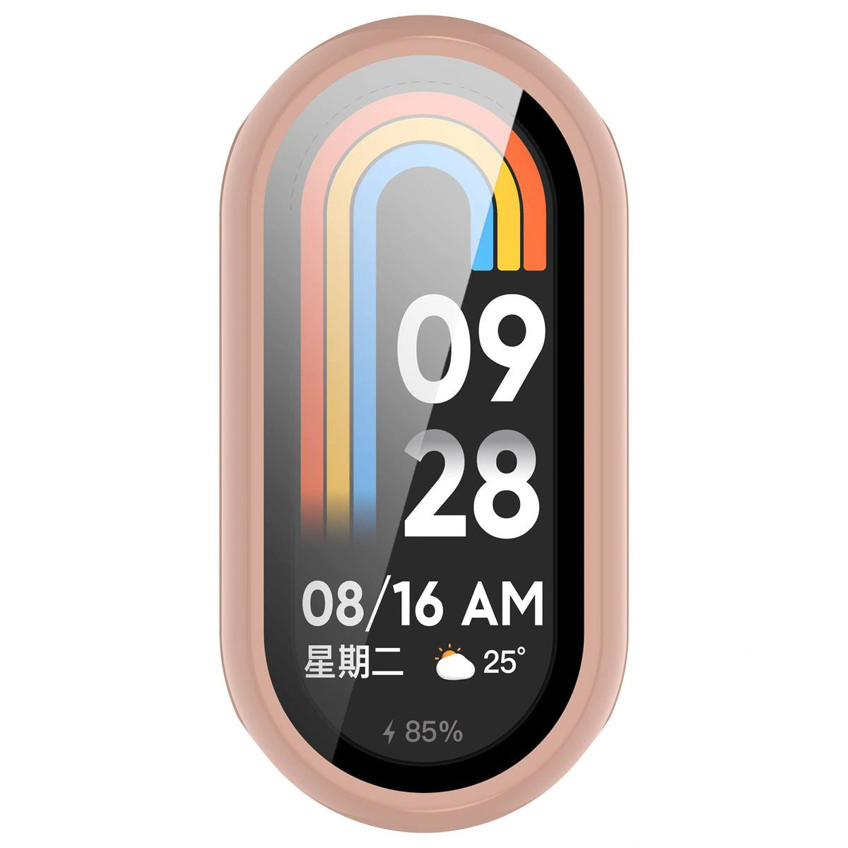 Schutzhülle mit Glas für Xiaomi Smart Band 10, Bizon Case Watch Adamo, Rosa