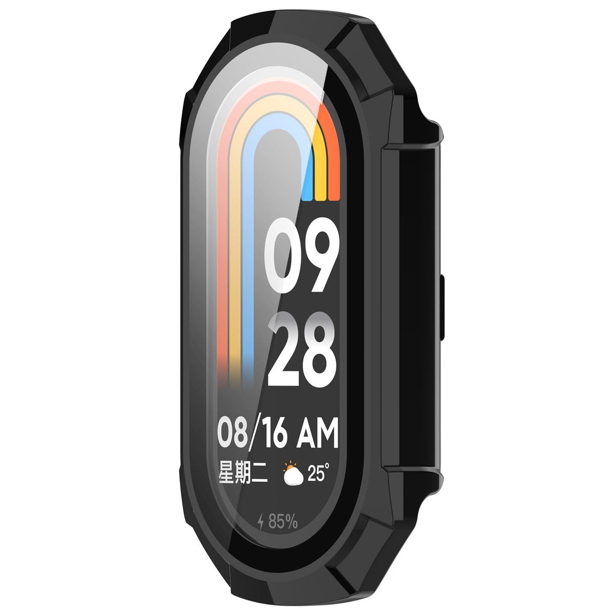 Schutzhülle mit Glas für Xiaomi Smart Band 9, Bizon Case Watch Adamo, Schwarz