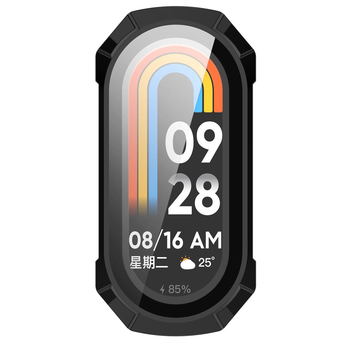 Schutzhülle mit Glas für Xiaomi Smart Band 9, Bizon Case Watch Adamo, Schwarz