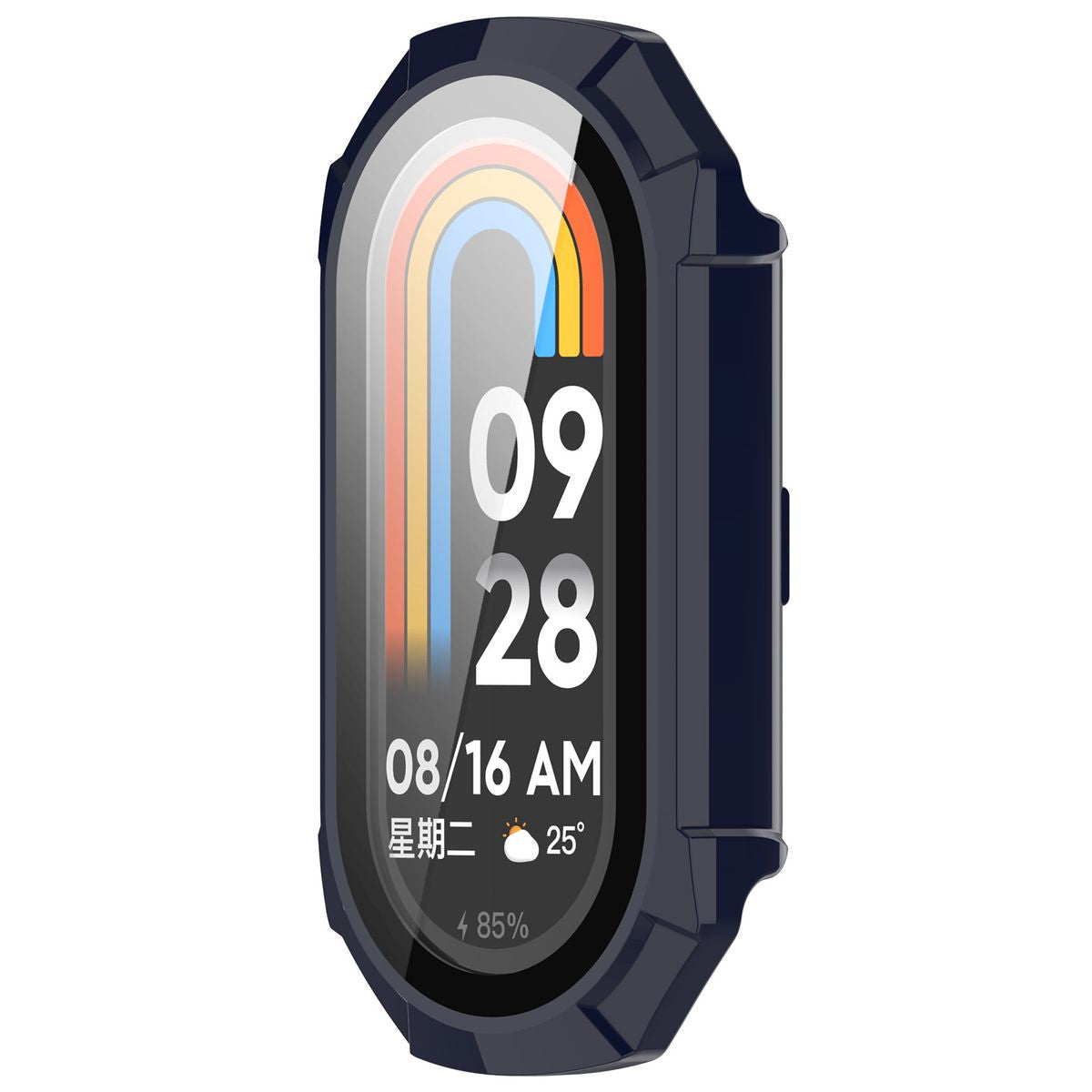 Schutzhülle mit Glas für Xiaomi Smart Band 9, Bizon Case Watch Adamo, Blau
