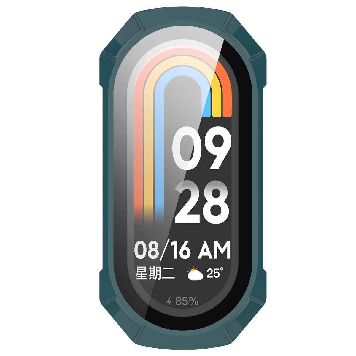 Schutzhülle mit Glas für Xiaomi Smart Band 9, Bizon Case Watch Adamo, Grün