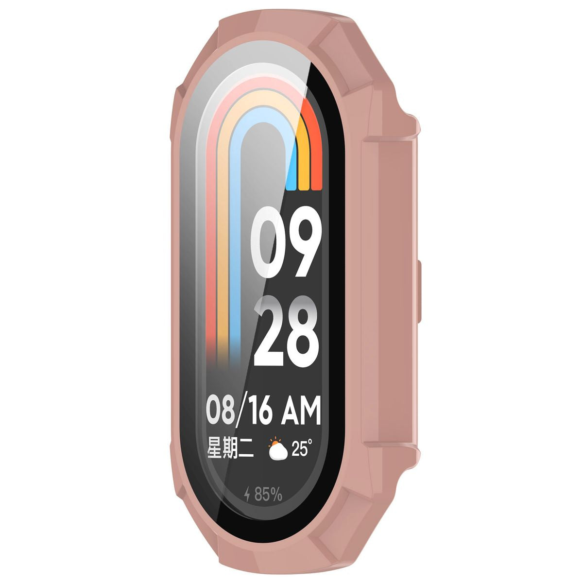 Schutzhülle mit Glas für Xiaomi Smart Band 9, Bizon Case Watch Adamo, Rosa