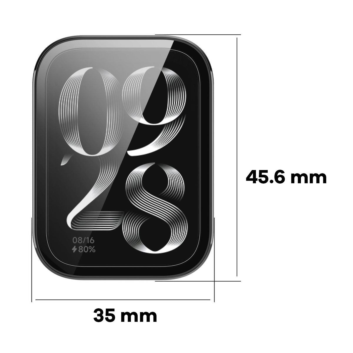 Schutzhülle mit Glas für Xiaomi Mi Smart Band 9 Pro, Bizon Case Watch Adamo, Schwarz
