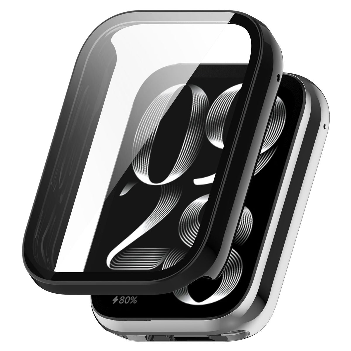 Schutzhülle mit Glas für Xiaomi Mi Smart Band 9 Pro, Bizon Case Watch Adamo, Schwarz