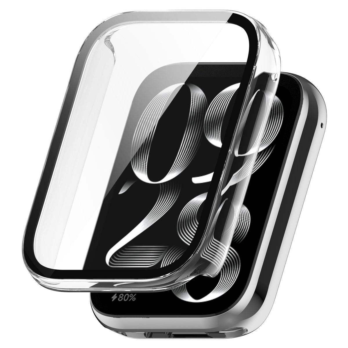Schutzhülle mit Glas für Xiaomi Mi Smart Band 9 Pro, Bizon Case Watch Adamo, Transparent