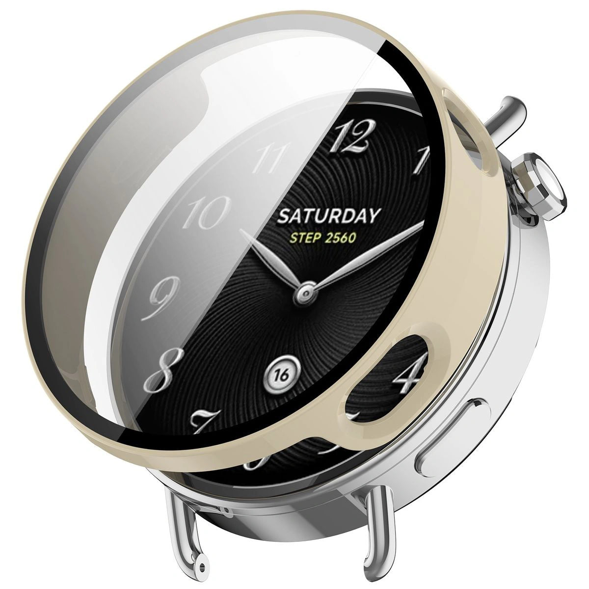 Schutzhülle mit Glas für Xiaomi Watch S4 41 mm, Bizon Case Watch Adamo, Beige