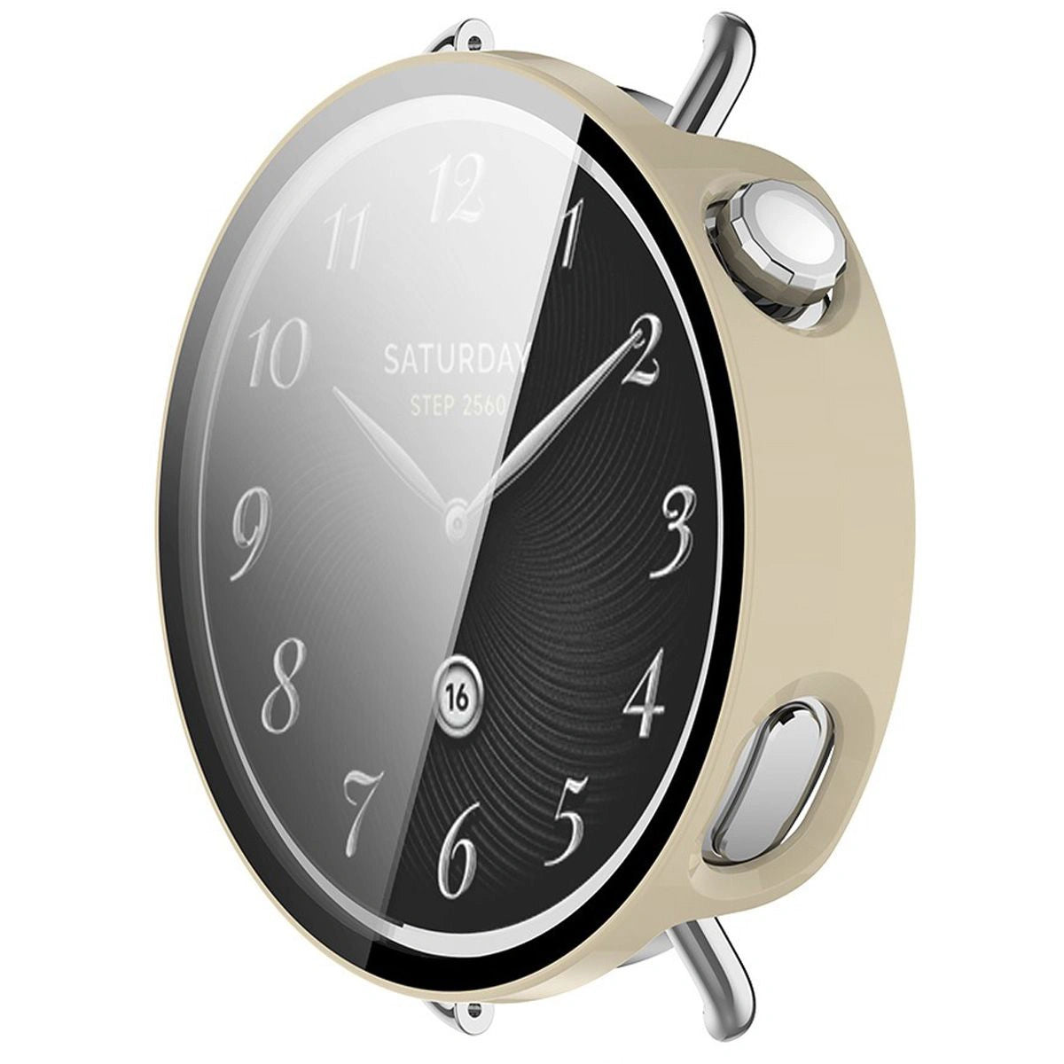 Schutzhülle mit Glas für Xiaomi Watch S4 41 mm, Bizon Case Watch Adamo, Beige