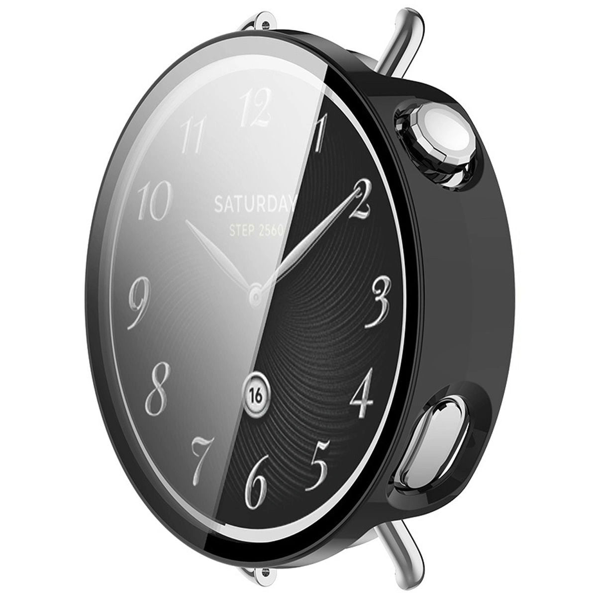 Schutzhülle mit Glas für Xiaomi Watch S4 41 mm, Bizon Case Watch Adamo, Schwarz