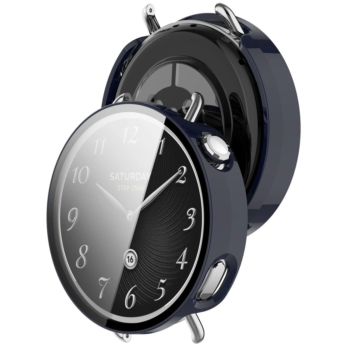 Schutzhülle mit Glas für Xiaomi Watch S4 41 mm, Bizon Case Watch Adamo, Blau