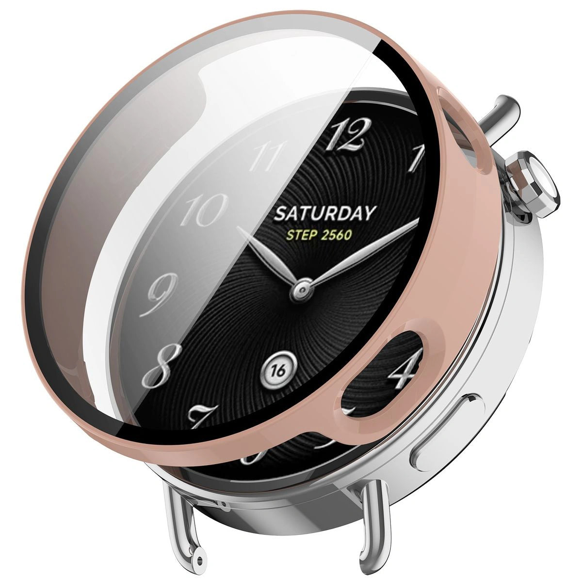 Schutzhülle mit Glas für Xiaomi Watch S4 41 mm, Bizon Case Watch Adamo, Rosa