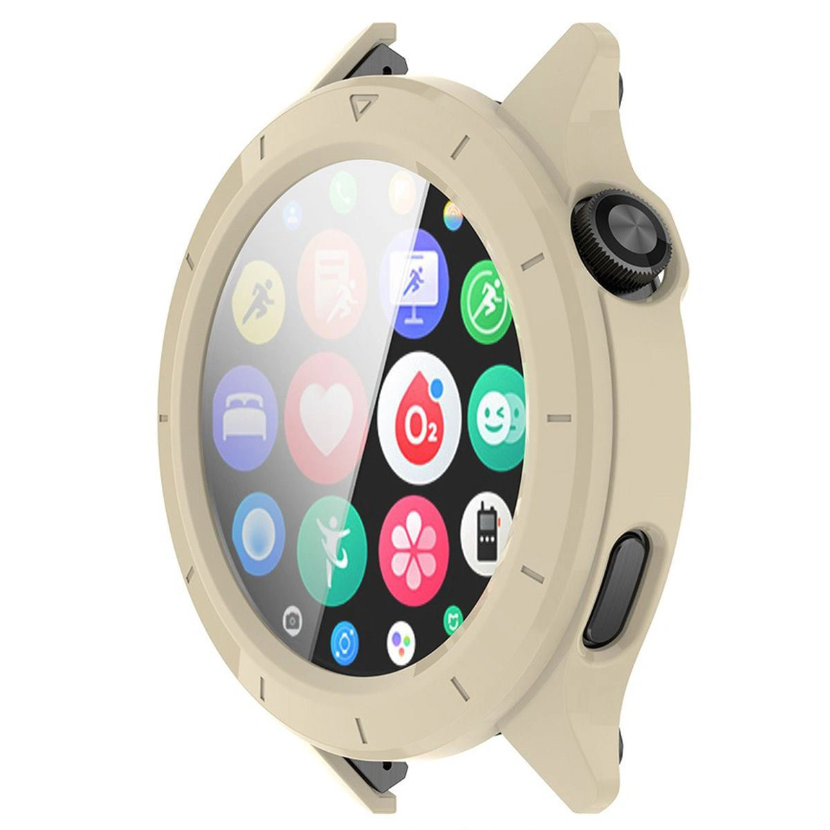 Schutzhülle mit Glas für Xiaomi Watch S4, Bizon Case+Glass Watch, Beige