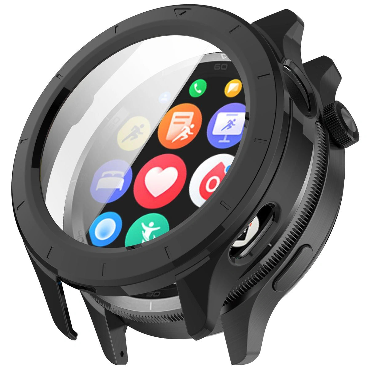 Schutzhülle mit Glas für Xiaomi Watch S4, Bizon Case+Glass Watch, Schwarz