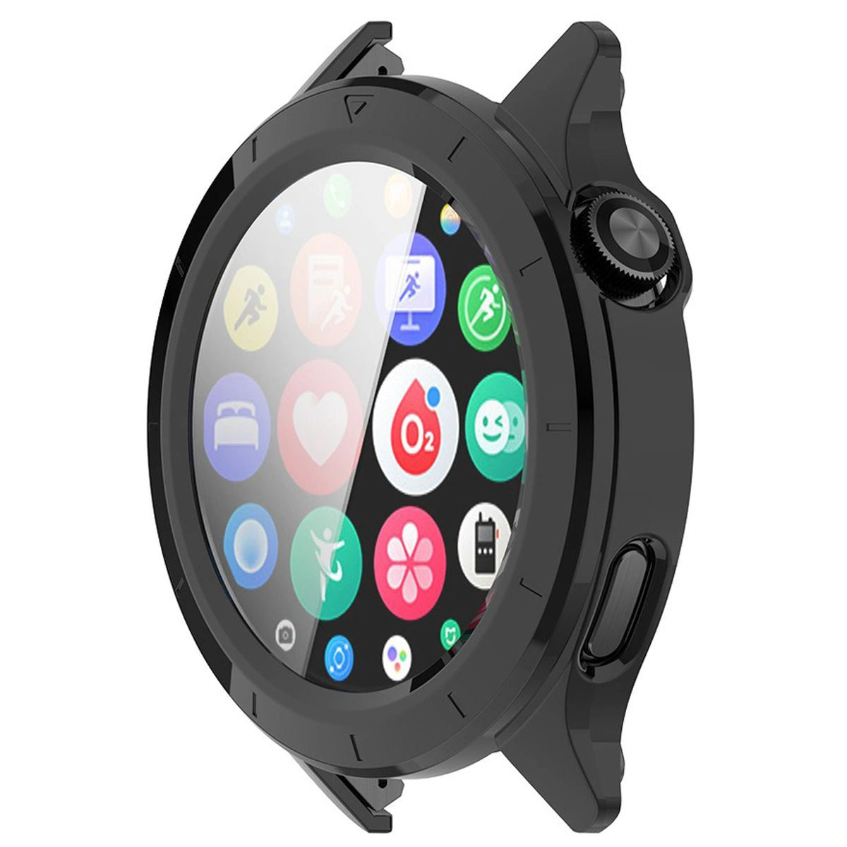 Schutzhülle mit Glas für Xiaomi Watch S4, Bizon Case+Glass Watch, Schwarz