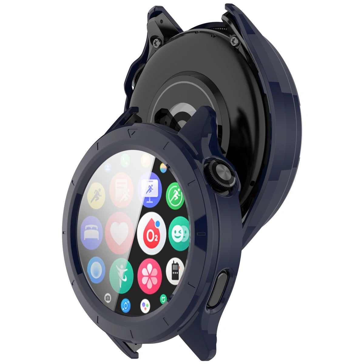 Schutzhülle mit Glas für Xiaomi Watch S4, Bizon Case+Glass Watch, Blau