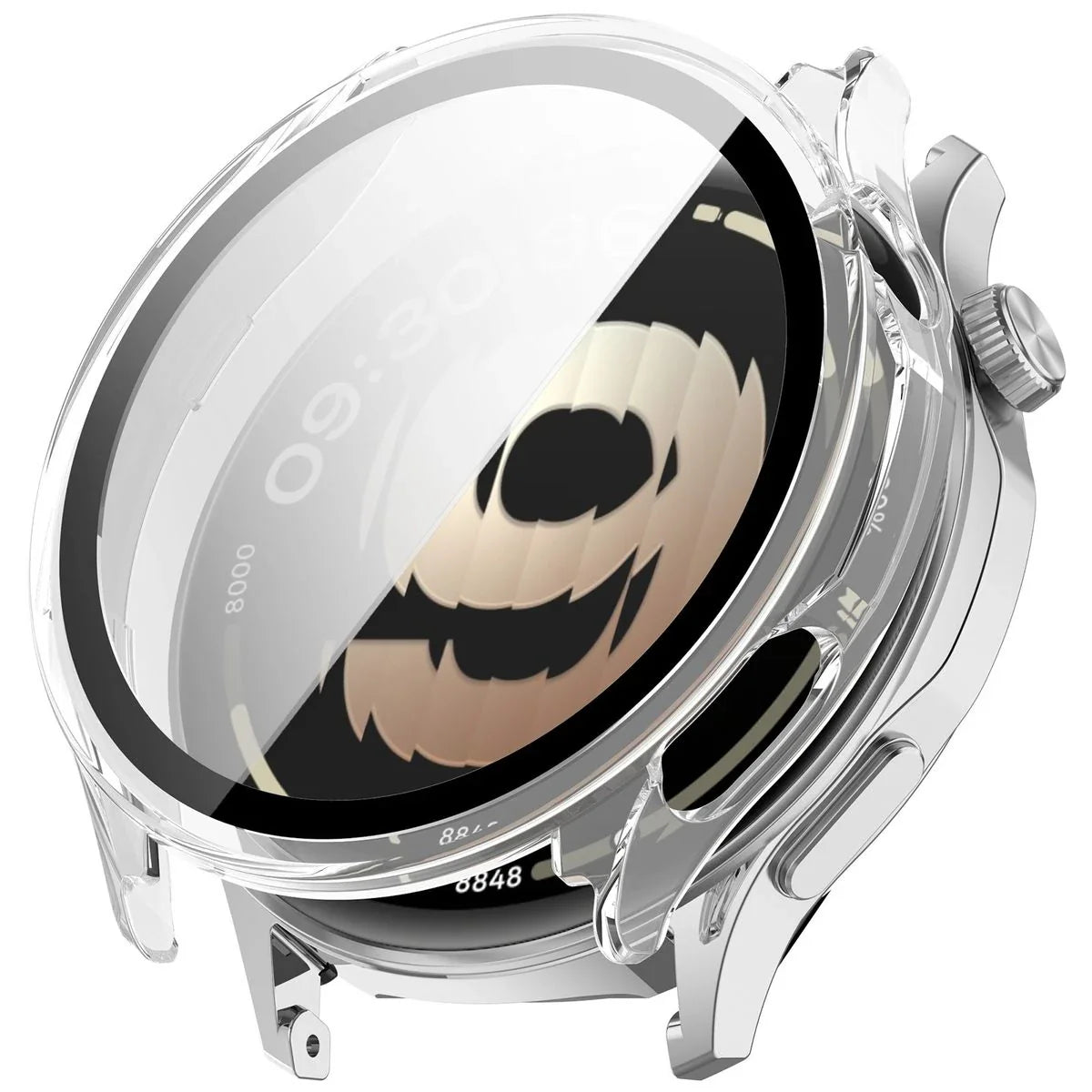 Schutzhülle mit Glas für OnePlus Watch Lite 45 mm / Oppo Watch S 45 mm, Bizon Case Watch Adamo, Transparent