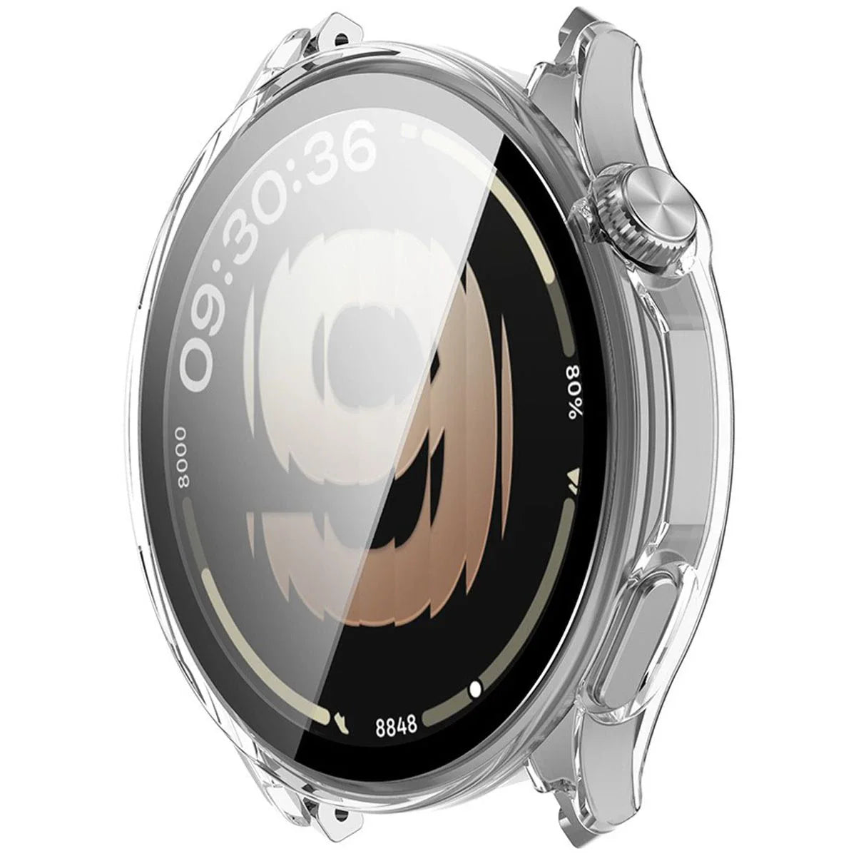 Schutzhülle mit Glas für OnePlus Watch Lite 45 mm / Oppo Watch S 45 mm, Bizon Case Watch Adamo, Transparent