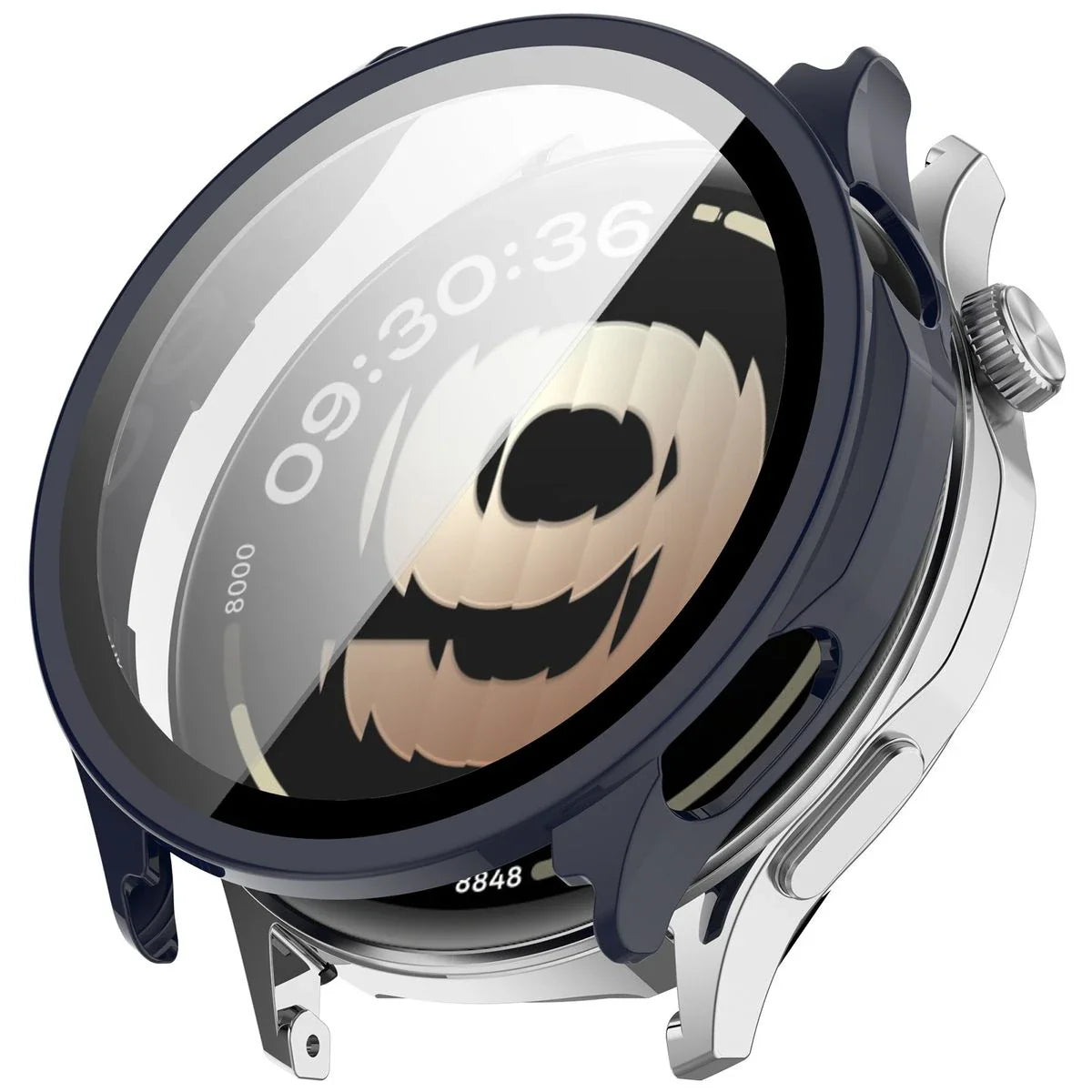 Schutzhülle mit Glas für OnePlus Watch Lite 45 mm / Oppo Watch S 45 mm, Bizon Case Watch Adamo, Dunkelblau