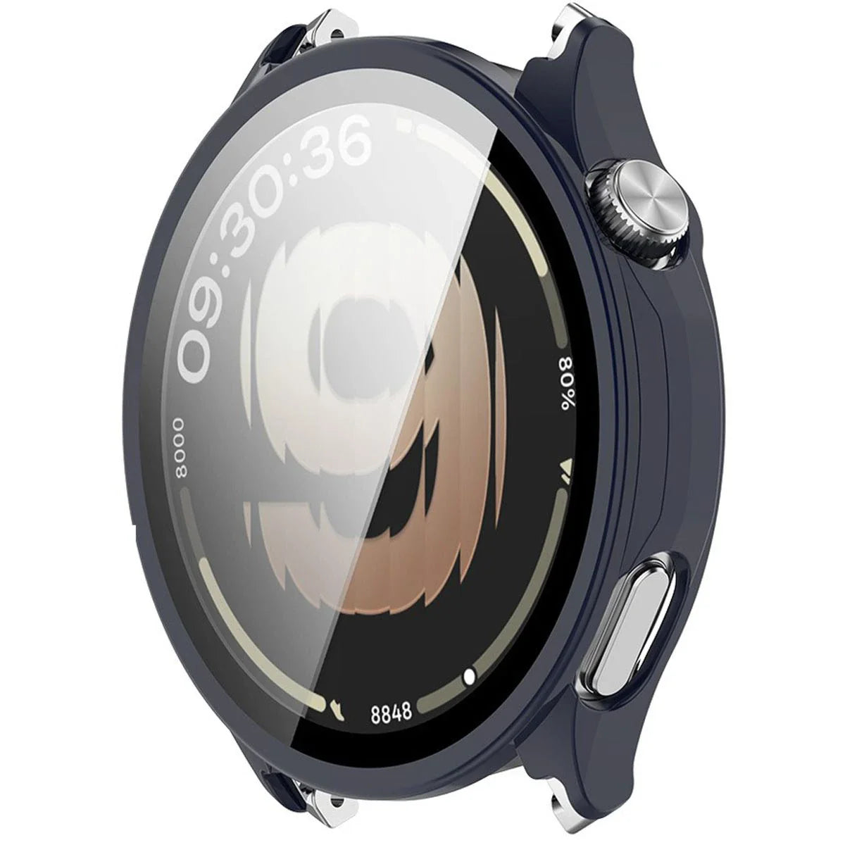 Schutzhülle mit Glas für OnePlus Watch Lite 45 mm / Oppo Watch S 45 mm, Bizon Case Watch Adamo, Dunkelblau