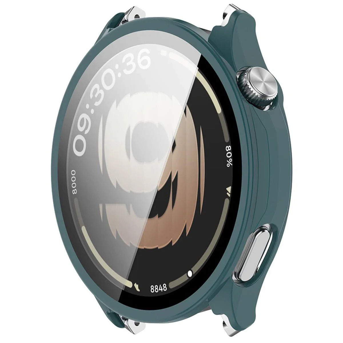 Schutzhülle mit Glas für OnePlus Watch Lite 45 mm / Oppo Watch S 45 mm, Bizon Case Watch Adamo, Grün