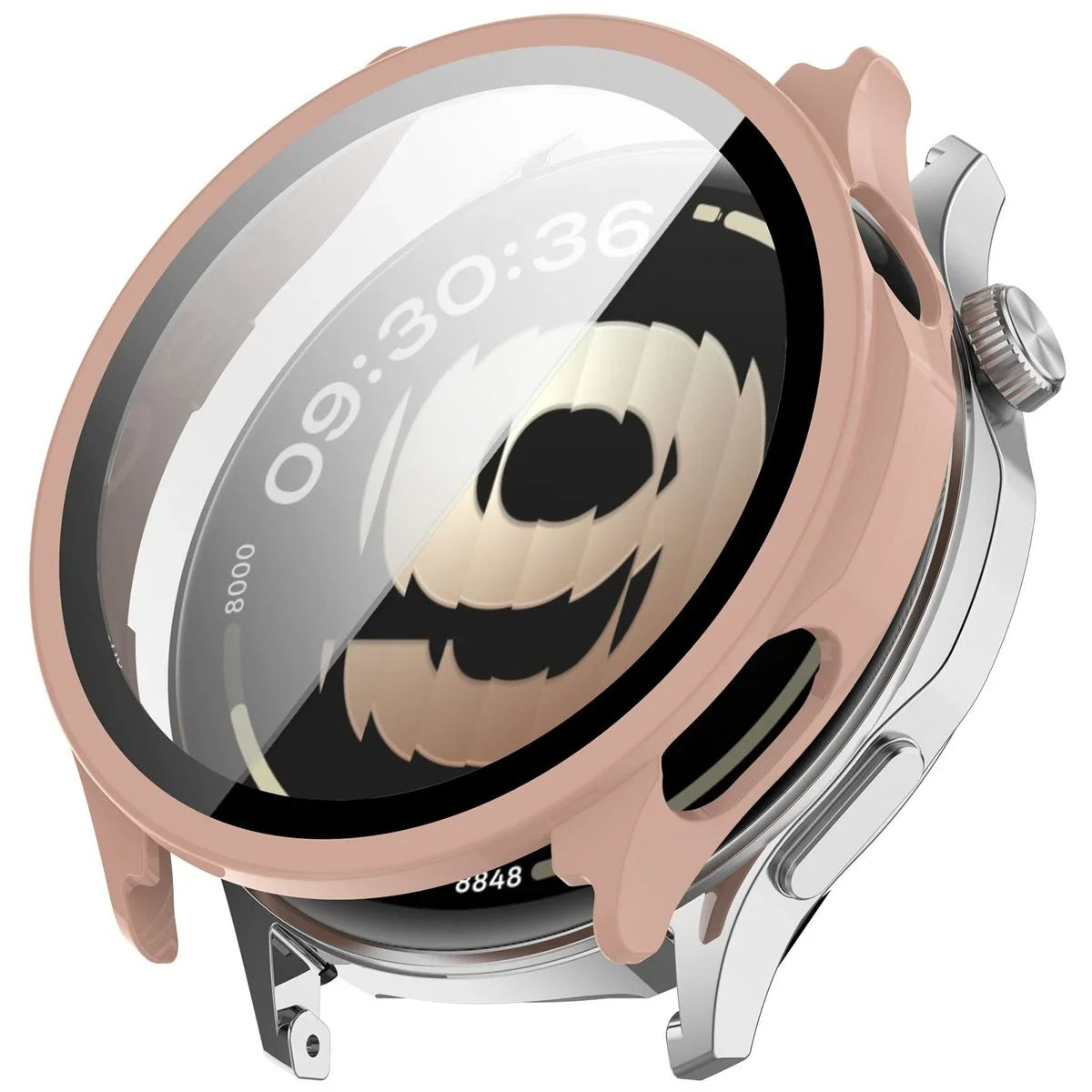 Schutzhülle mit Glas für OnePlus Watch Lite 45 mm / Oppo Watch S 45 mm, Bizon Case Watch Adamo, Rosa
