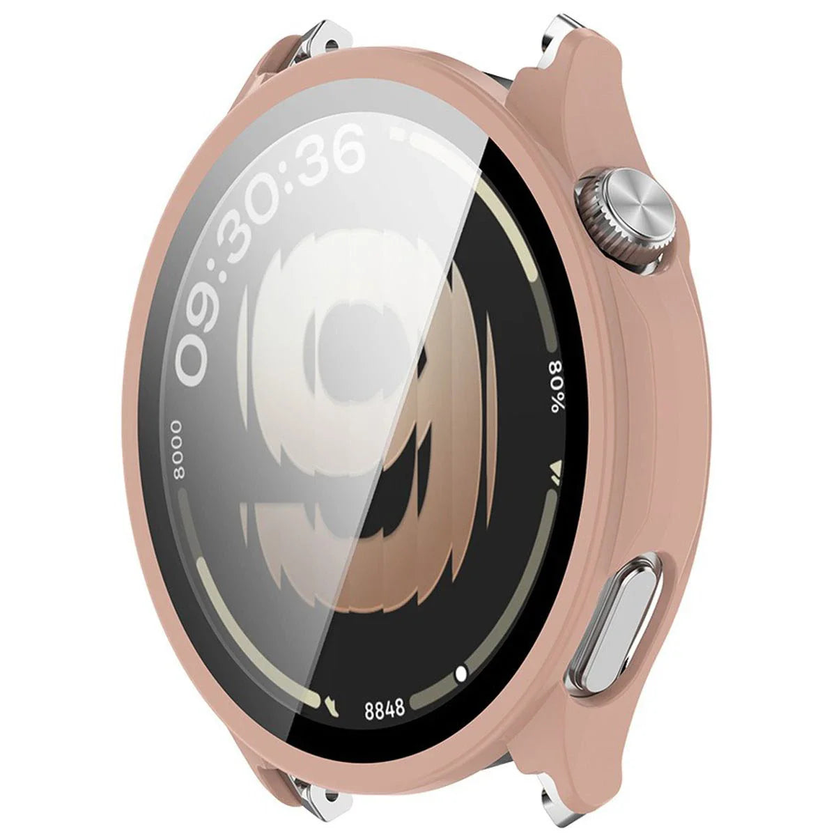 Schutzhülle mit Glas für OnePlus Watch Lite 45 mm / Oppo Watch S 45 mm, Bizon Case Watch Adamo, Rosa